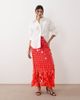 ARRANGE ARRANGE futurist sequined fringe hem midi skirt in tomato-Orange - 1