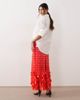 ARRANGE ARRANGE futurist sequined fringe hem midi skirt in tomato-Orange - 4