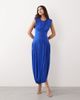 ARRANGE ARRANGE gathered draped maxi dress with cinched waist in blue - 1