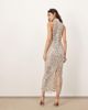 ARRANGE ARRANGE geo cut work embellished high neck column midaxi dress in silver - 3