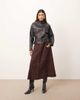 ARRANGE ARRANGE heavy twill full midi skirt with contrast stitching in burgundy-Red - 1