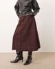 ARRANGE ARRANGE heavy twill full midi skirt with contrast stitching in burgundy-Red - 2