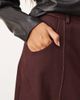 ARRANGE ARRANGE heavy twill full midi skirt with contrast stitching in burgundy-Red - 3