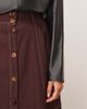 ARRANGE ARRANGE heavy twill full midi skirt with contrast stitching in burgundy-Red - 4