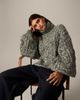 ARRANGE ARRANGE high neck twisted yarn cable sweater in green and cream - 1
