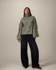 ARRANGE ARRANGE high neck twisted yarn cable sweater in green and cream - 2