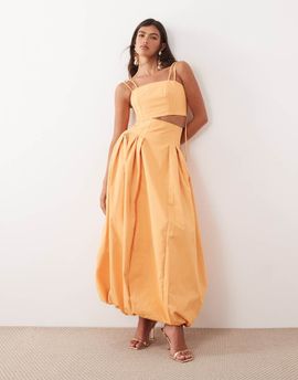 ARRANGE ARRANGE high waisted bubble midi skirt in orange - part of a set