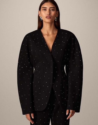 ARRANGE ARRANGE hot fix tailored ovoid sleeve blazer in black - part of a set