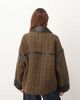 ARRANGE ARRANGE houndstooth brushed wool blend coat with leather detailing in brown - 3