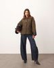 ARRANGE ARRANGE houndstooth brushed wool blend coat with leather detailing in brown - 4