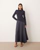 ARRANGE ARRANGE hybrid knit maxi dress with asymmetric skirt in navy - 1