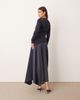 ARRANGE ARRANGE hybrid knit maxi dress with asymmetric skirt in navy - 4