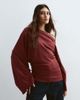 ARRANGE ARRANGE jersey off shoulder wide sleeve top with ruched hem in burgundy-Red - 1