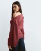 ARRANGE ARRANGE jersey off shoulder wide sleeve top with ruched hem in burgundy-Red - 3