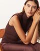 ARRANGE ARRANGE knit dropped waist midi dress with satin skirt in chocolate-Brown - 3