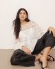 ARRANGE ARRANGE lace detail blouson sleeve top with drawstring detail in white - 1