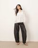 ARRANGE ARRANGE lace detail blouson sleeve top with drawstring detail in white - 4