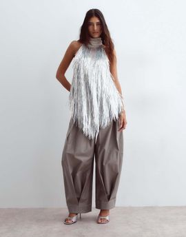 ARRANGE ARRANGE Leni premium structured barrel leg cargo pants in gray