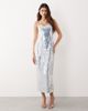 ARRANGE ARRANGE linear encrusted column cami maxi dress in ice blue - 2