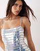 ARRANGE ARRANGE linear encrusted column cami maxi dress in ice blue - 3
