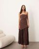 ARRANGE ARRANGE longline asymmetric bandeau maxi dress with lace skirt in chocolate-Brown - 2
