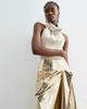 ARRANGE ARRANGE metallic hitched side midi skirt in gold - 4