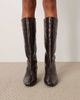 ARRANGE ARRANGE Noa premium leather western knee boots in brown croc - 3