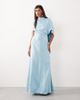 ARRANGE ARRANGE open cowl back minimalist column maxi dress in pale blue - 3