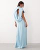 ARRANGE ARRANGE open cowl back minimalist column maxi dress in pale blue - 4