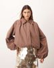 ARRANGE ARRANGE oversized bomber jacket with balloon sleeves in rich brown - 1