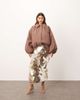 ARRANGE ARRANGE oversized bomber jacket with balloon sleeves in rich brown - 2