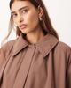 ARRANGE ARRANGE oversized bomber jacket with balloon sleeves in rich brown - 3