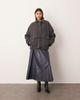 ARRANGE ARRANGE oversized canvas barn jacket with corduroy collar detail in gray - 1