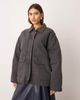 ARRANGE ARRANGE oversized canvas barn jacket with corduroy collar detail in gray - 2