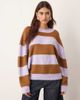 ARRANGE ARRANGE oversized crew neck striped knit sweater in lilac and brown-Multi - 1