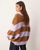 ARRANGE ARRANGE oversized crew neck striped knit sweater in lilac and brown-Multi - 4