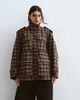 ARRANGE ARRANGE oversized funnel neck cargo jacket in chocolate plaid-Multi - 1