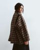 ARRANGE ARRANGE oversized funnel neck cargo jacket in chocolate plaid-Multi - 2