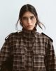 ARRANGE ARRANGE oversized funnel neck cargo jacket in chocolate plaid-Multi - 4