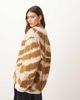 ARRANGE ARRANGE oversized knit v neck sweater with curved hem in toffee & cream tiger antarsia-Multi - 4