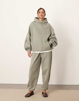 ARRANGE ARRANGE oversized premium heavy weight cuffed sweatpants in olive green