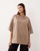 ARRANGE ARRANGE oversized premium heavy weight T-shirt in taupe-Neutral - 1