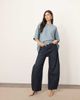 ARRANGE ARRANGE oversized textured boxy woven T-shirt in denim blue - 1