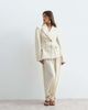 ARRANGE ARRANGE pleat detail double breasted blazer in cream - part of a set-White - 2
