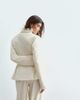 ARRANGE ARRANGE pleat detail double breasted blazer in cream - part of a set-White - 3