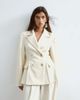 ARRANGE ARRANGE pleat detail double breasted blazer in cream - part of a set-White - 4