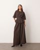 ARRANGE ARRANGE pleat waist tailored wide leg pants in deep chocolate - part of a set-Brown - 1