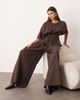 ARRANGE ARRANGE pleat waist tailored wide leg pants in deep chocolate - part of a set-Brown - 2