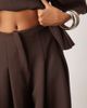 ARRANGE ARRANGE pleat waist tailored wide leg pants in deep chocolate - part of a set-Brown - 4