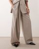 ARRANGE ARRANGE pleated front wide leg pants in gray - part of a set-Brown - 3